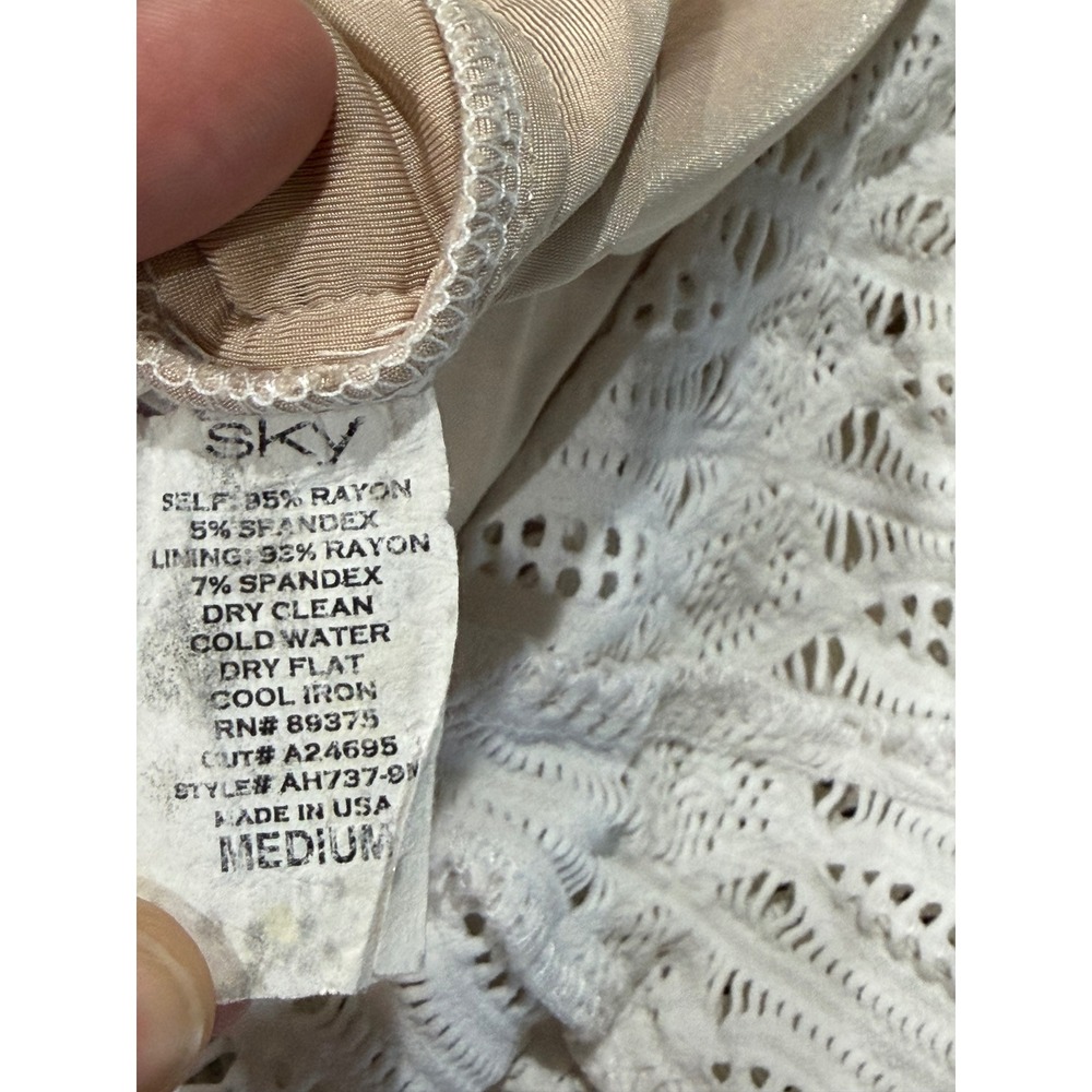 Sky White Crochet Knit Open Back Maxi Dress Long Sleeve Mermaid Gown AH737-9M M - Picture 6 of 10